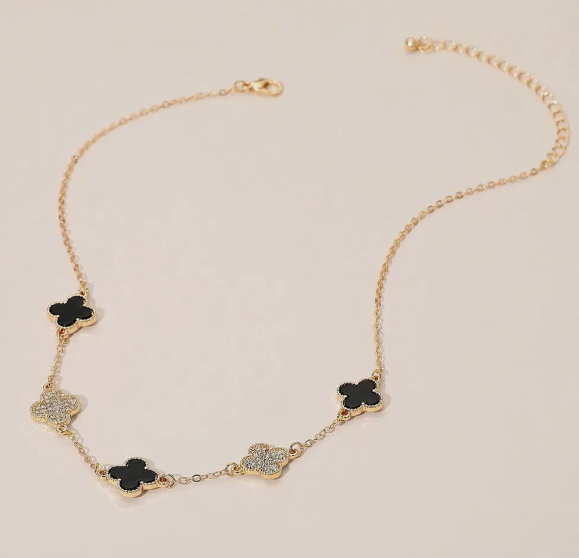 Black & Hold Quatrefoil Necklace