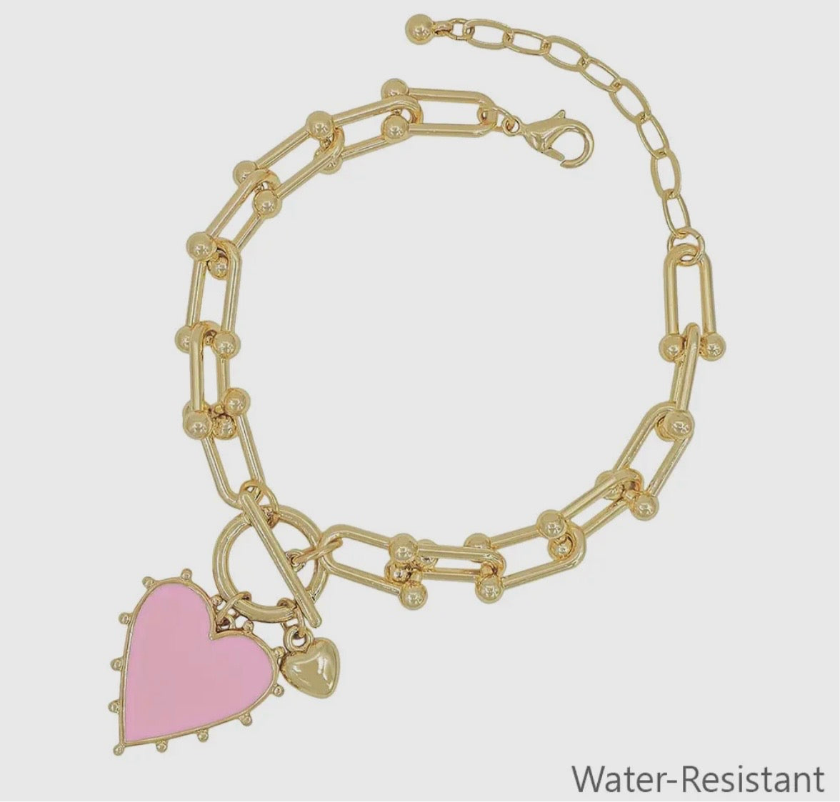 Pink Heart Charm Bracelet