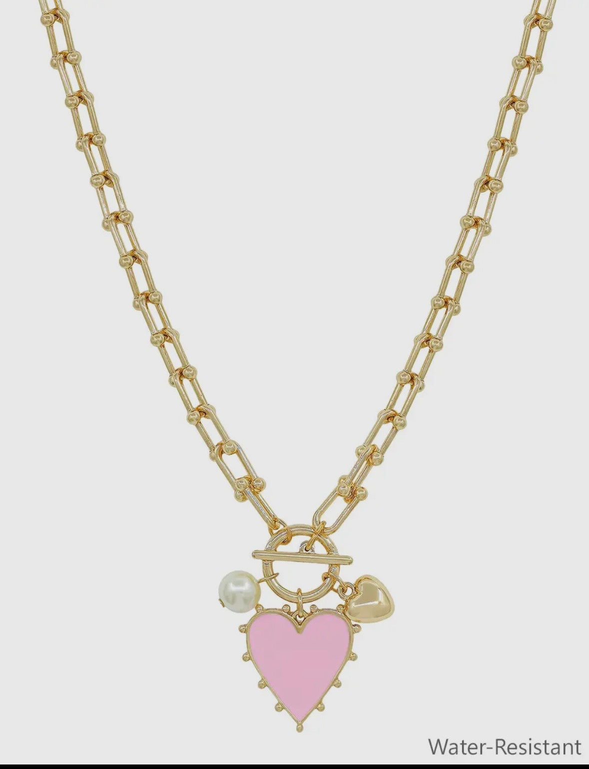 Pink Heart Charm Necklace