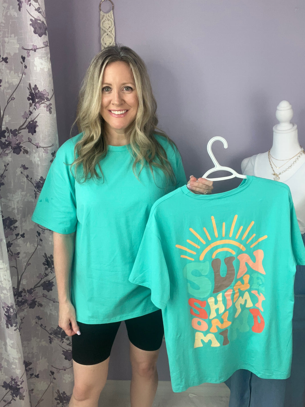 Mint Green SUNSHINE ON MY MIND Graphic Tee main image 1
