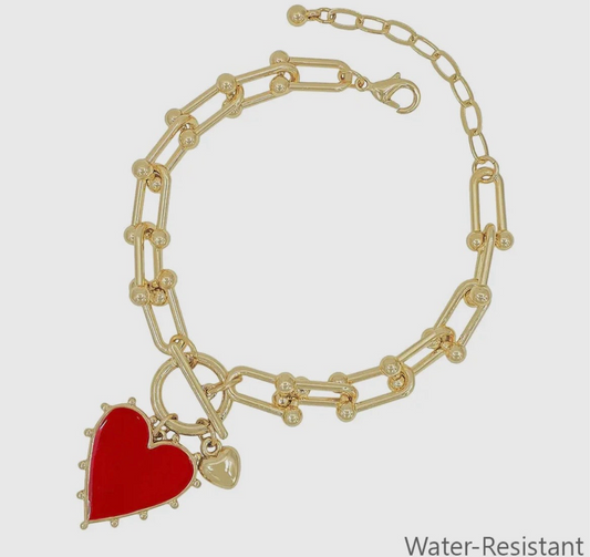 Red Heart Charm Bracelet