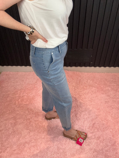 Hot Pinkish Barrel Denim