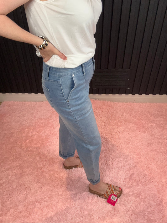 Hot Pinkish Barrel Denim