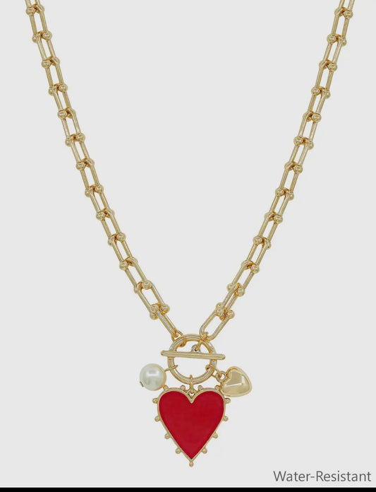 Red Heart Charm Necklace