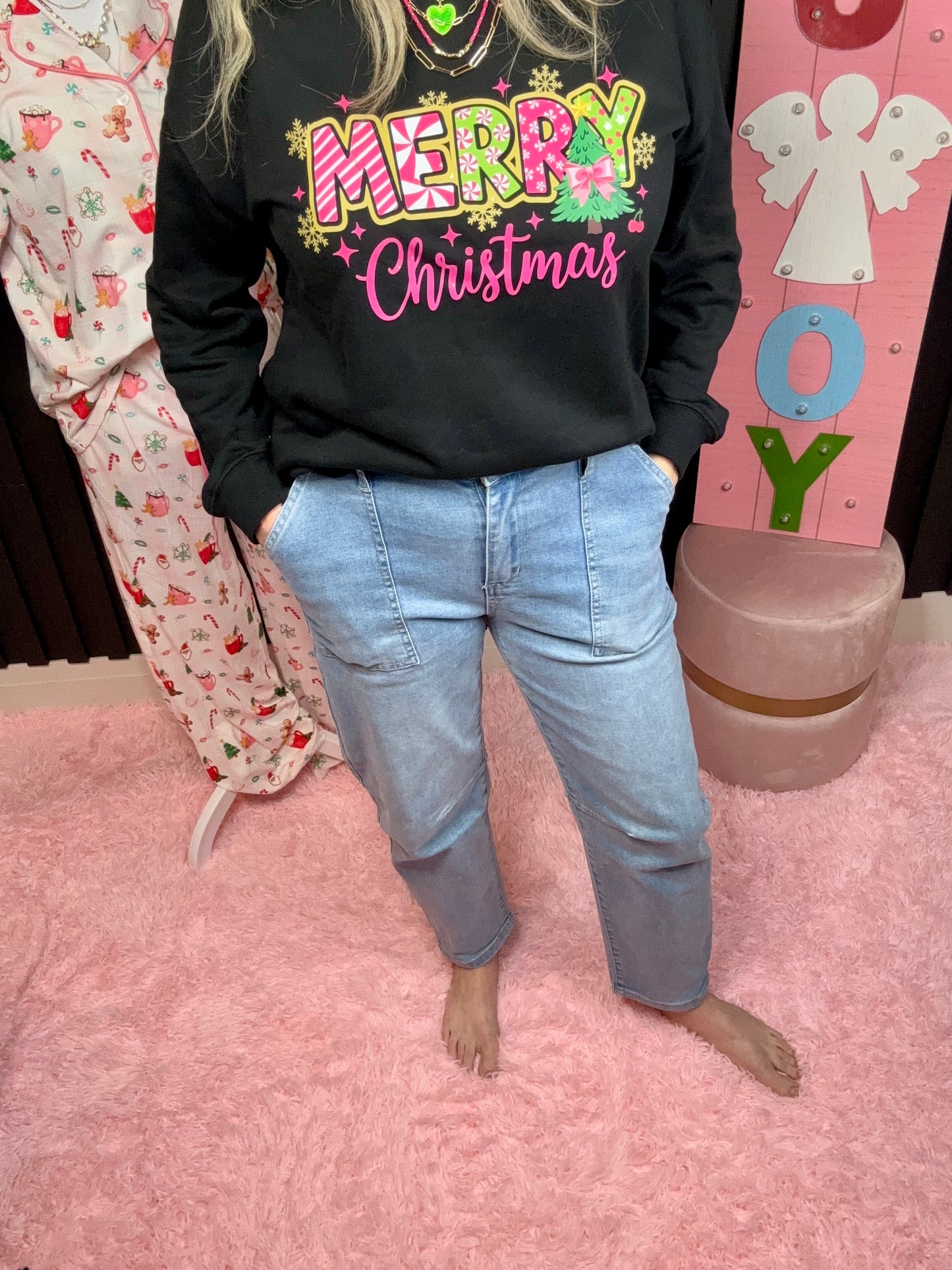 Hot Pinkish Barrel Denim