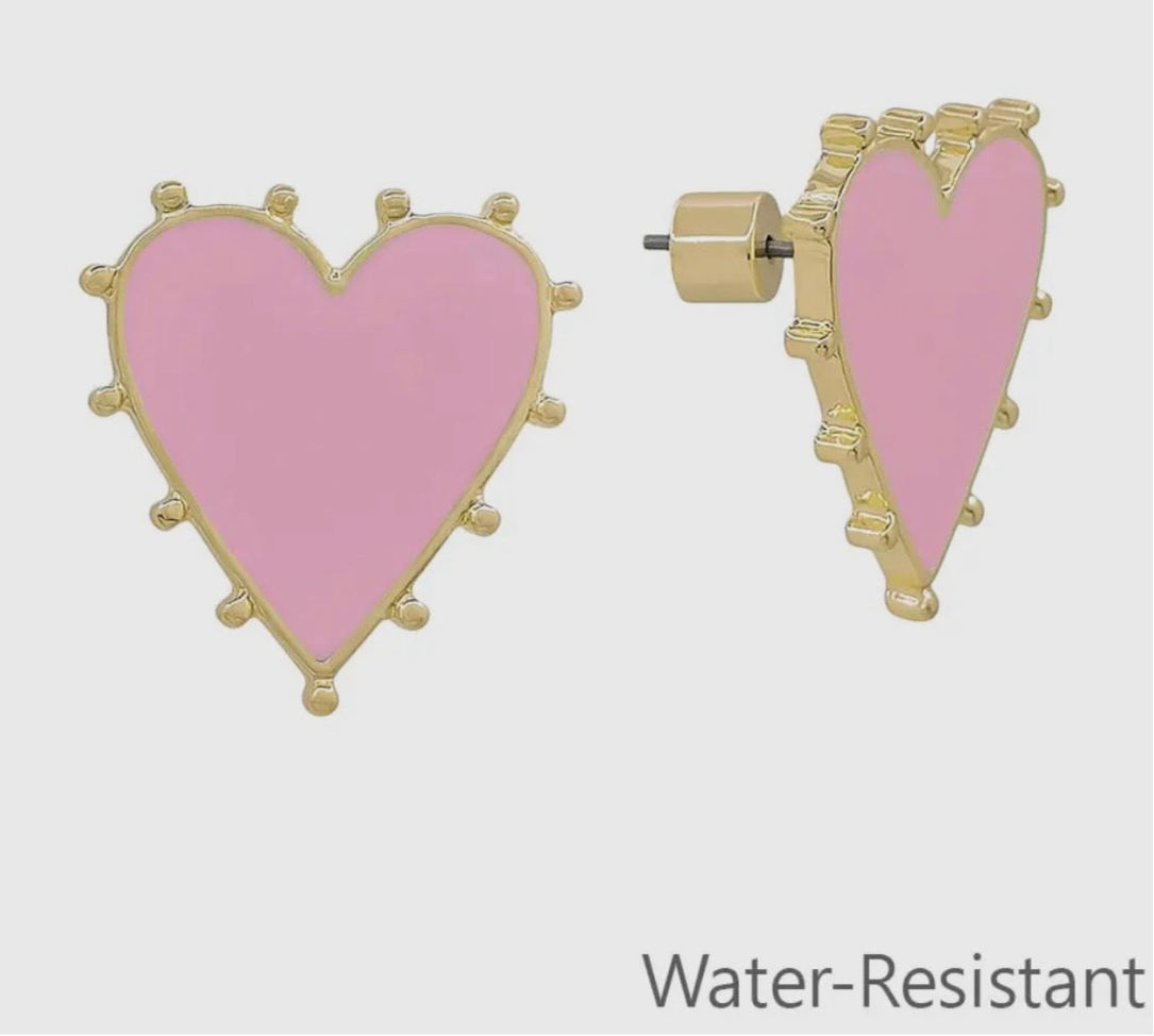 Pink Heart Stud Earrings