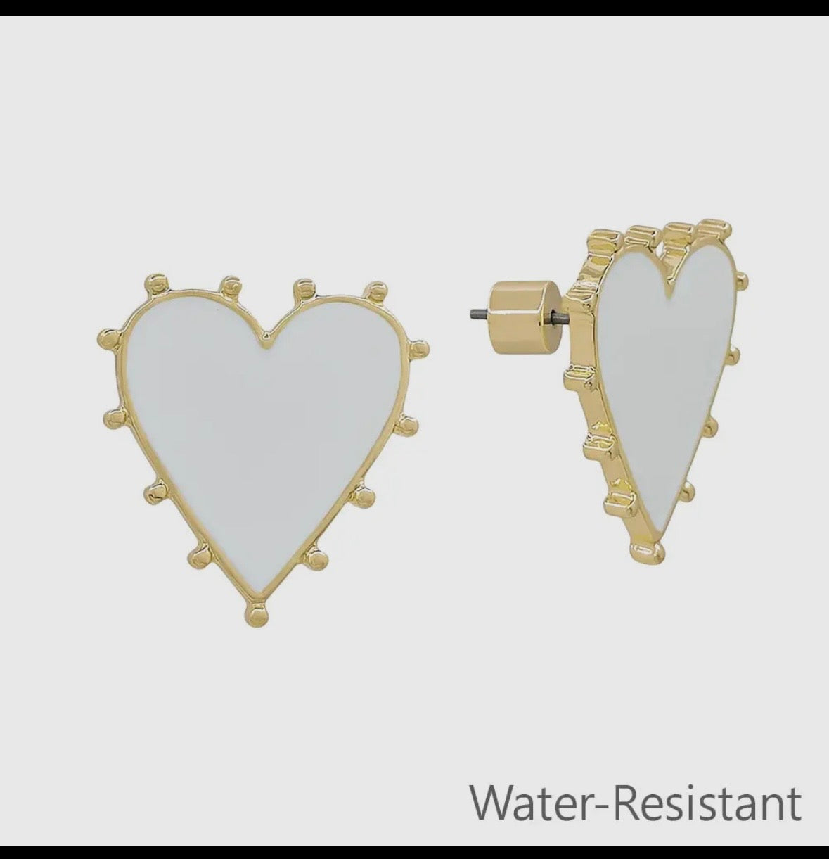 White Heart Stud Earrings
