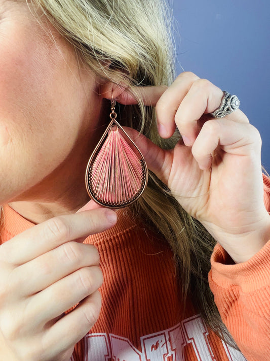 Pink Harp Earrings