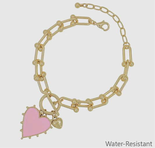 Pink Heart Charm Bracelet