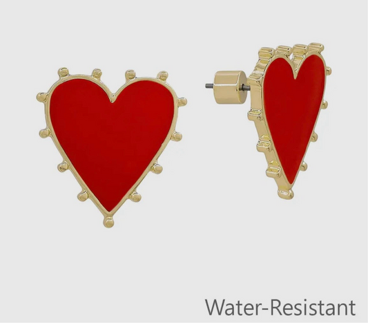 Red Heart Stud Earrings