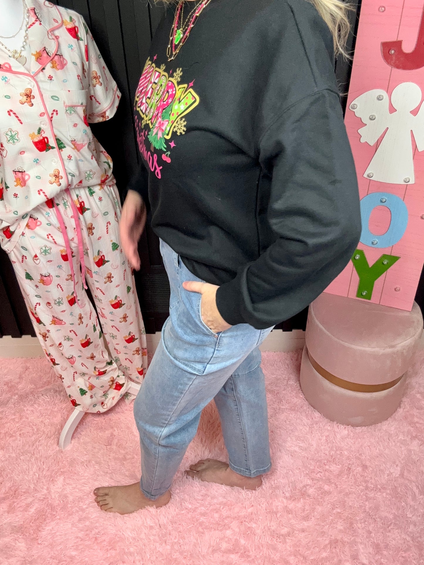 Hot Pinkish Barrel Denim