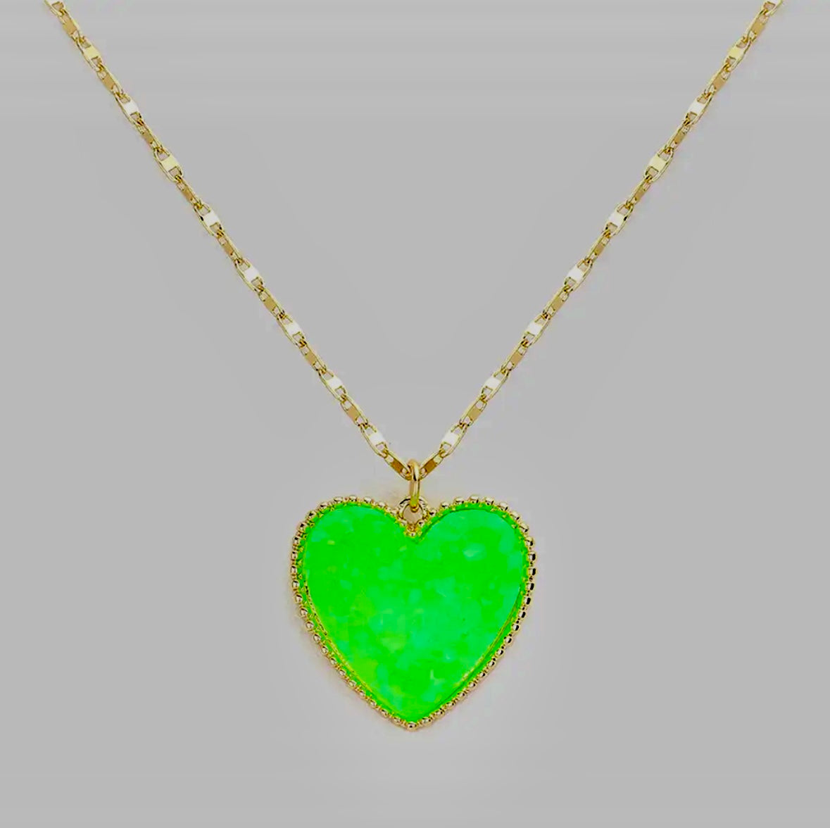 The Green Druzy Heart Shaped Pendent Necklace