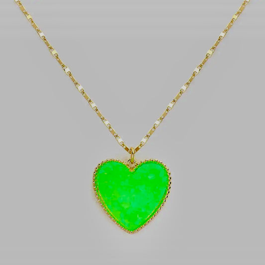 The Green Druzy Heart Shaped Pendent Necklace