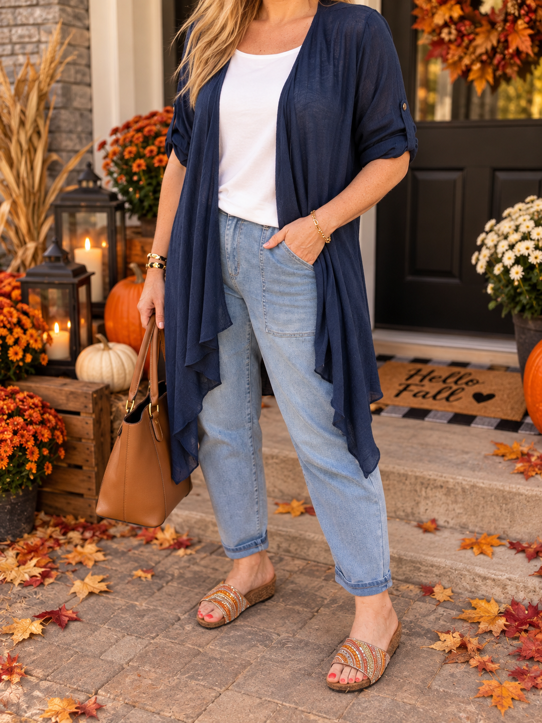 Sunset Breeze Cardigan- Navy