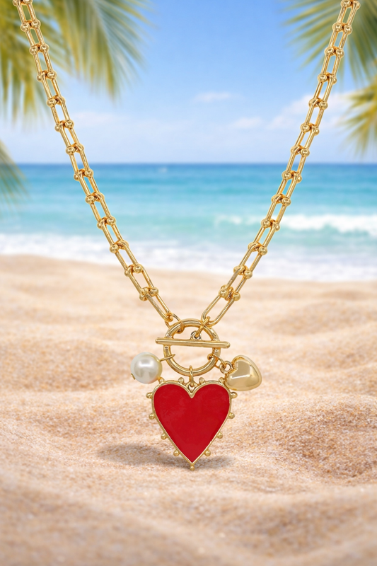 Red Heart Charm Necklace