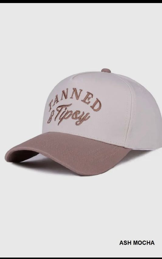 Tanned & Tipsy Embroidered Hat: Ash Mocha