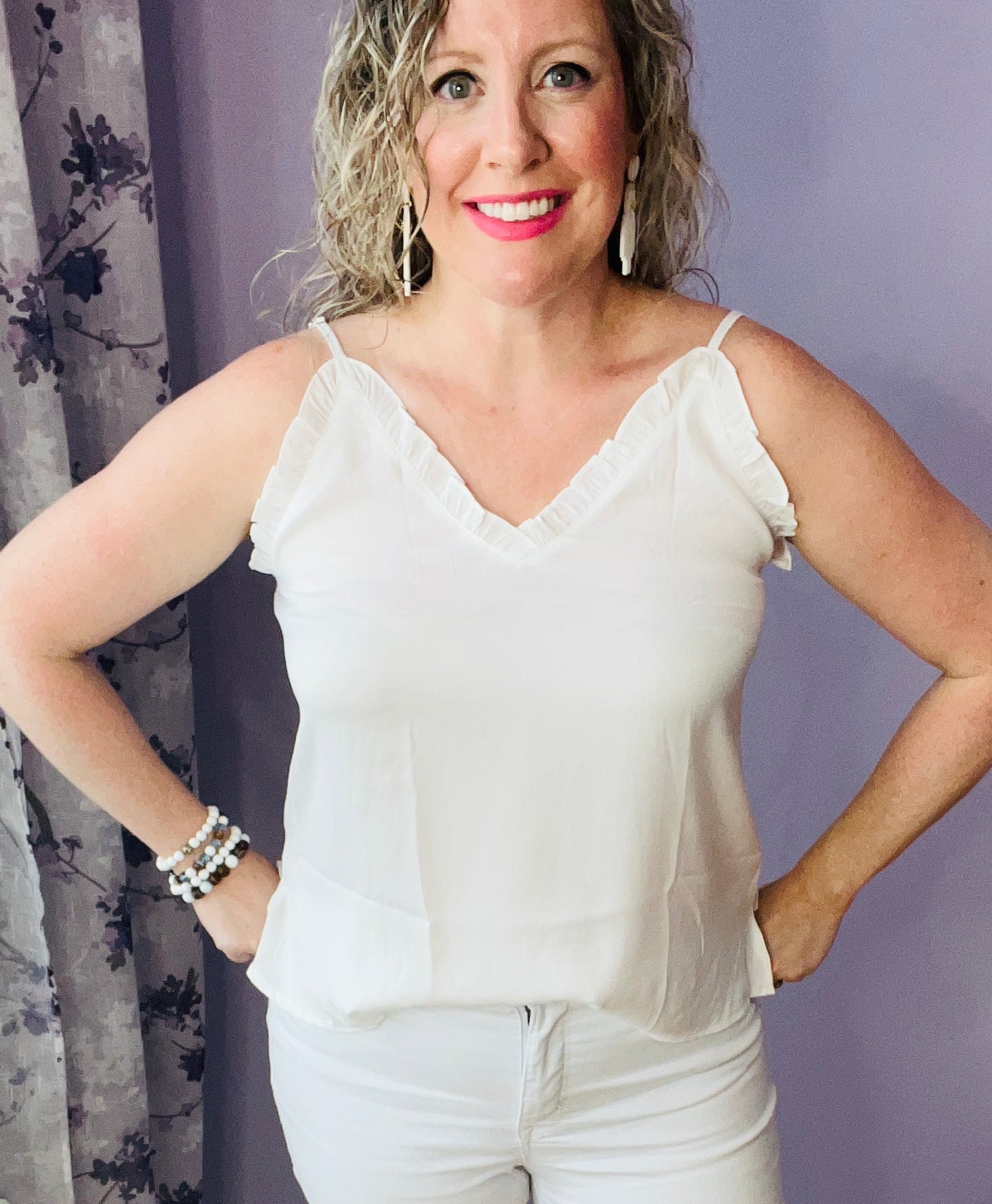 White Ruffle Tank