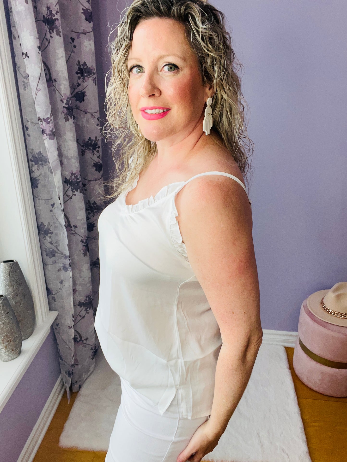 White Ruffle Tank