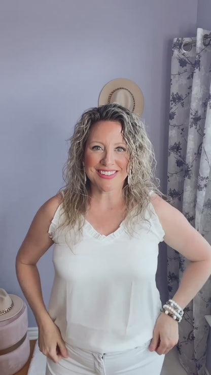 White Ruffle Tank