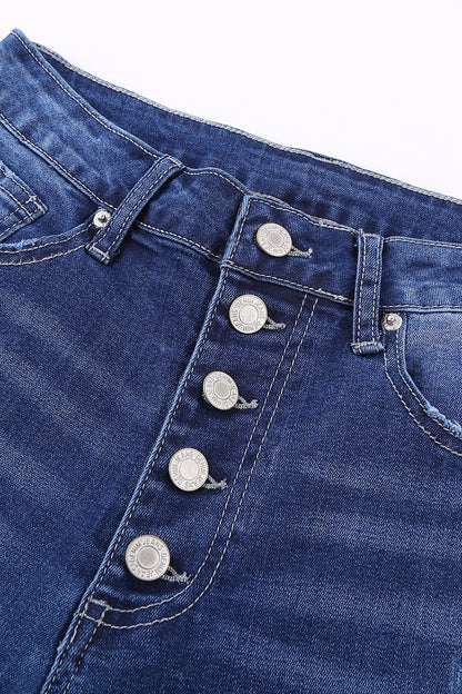 Blue High Rise Skinny Button Fly Jeans